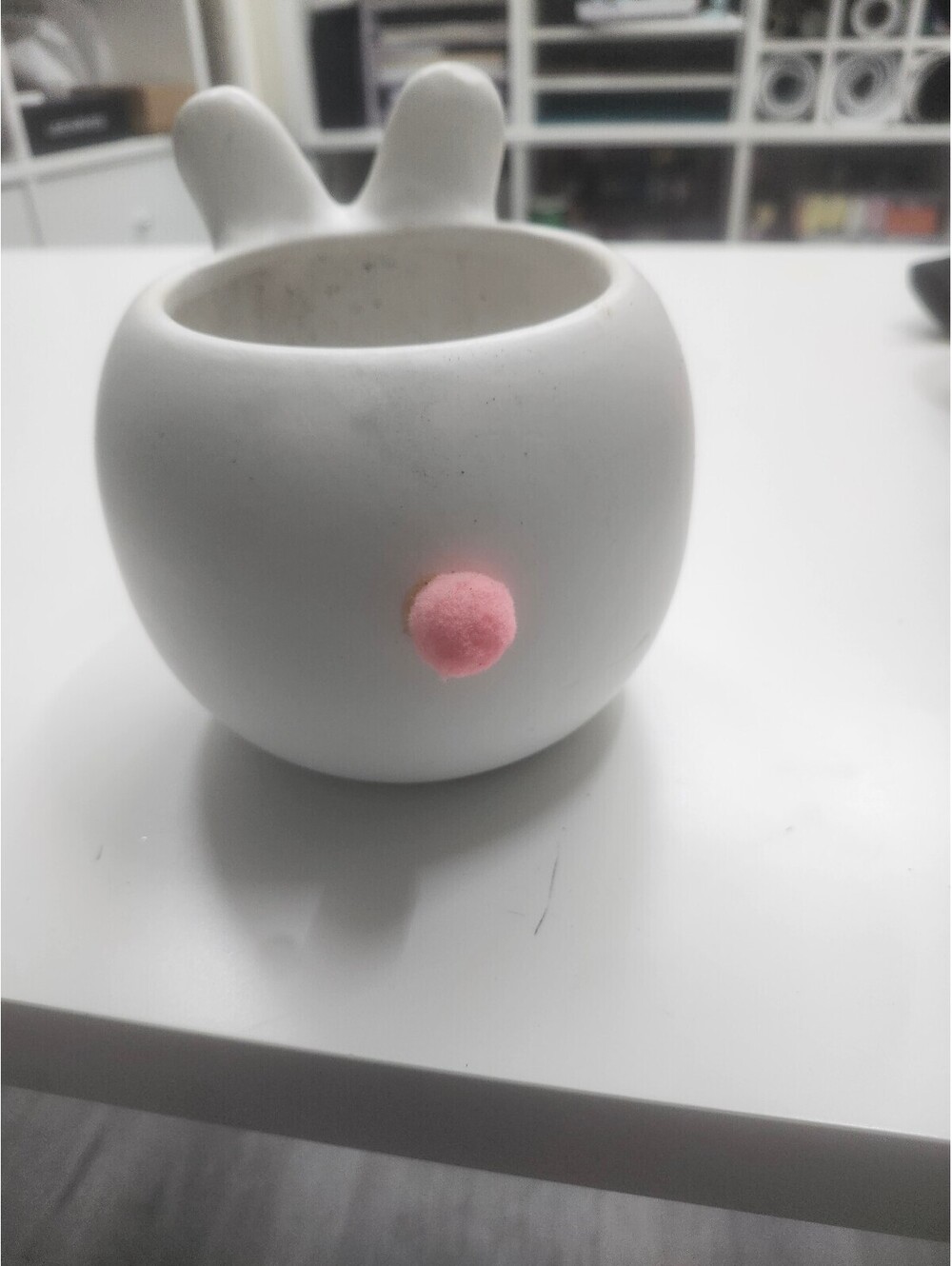 Ceramic Bunny Shaped Planter Pot with Pink Tail